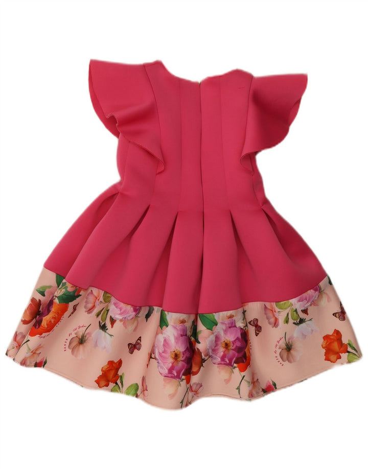 TED BAKER Girls A-Line Dress 5-6 Years Pink Floral Polyester