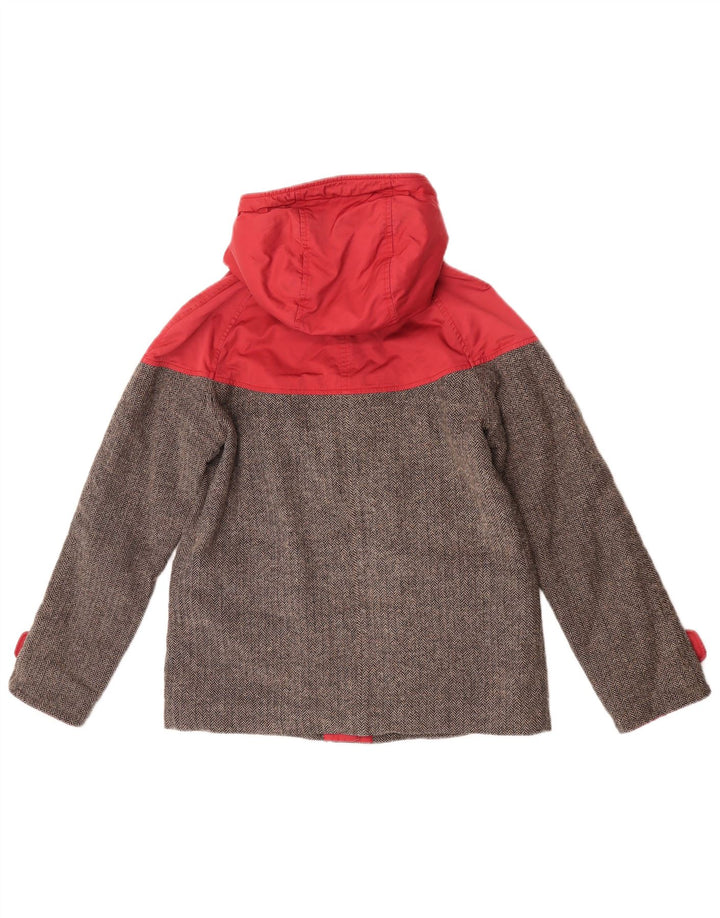 Museum Womens Hooded Windbreaker Jacket UK 10 Small Grey Colourblock Wool