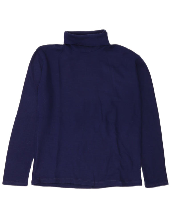 Vintage Womens Roll Neck Top Long Sleeve IT 46 Large Navy Blue Acrylic