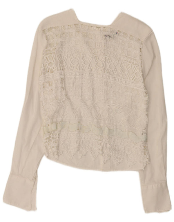 Enara Camicece Womens Lace Shirt Blouse UK 12 Medium White Viscose