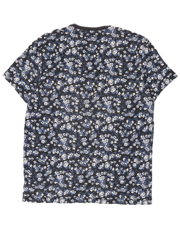 Jack Wills Mens T-Shirt Top Small Navy Blue Floral Cotton