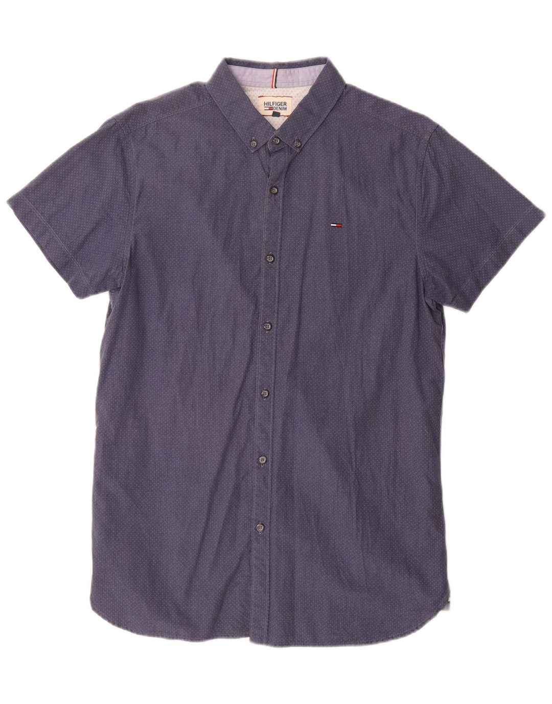 Tommy Hilfiger Mens Short Sleeve Shirt Large Blue Spotted