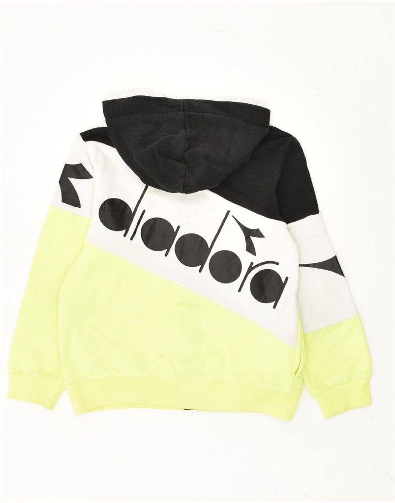 DIADORA Boys Graphic Zip Hoodie Sweater 5-6 Years Yellow Colourblock | Vintage Diadora | Thrift | Second-Hand Diadora | Used Clothing | Messina Hembry 