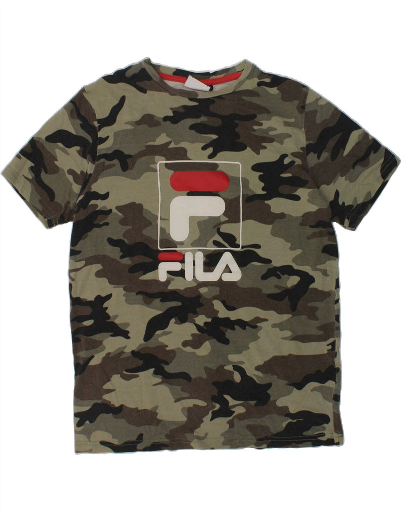 FILA Boys Graphic T-Shirt Top 13-14 Years Khaki Camouflage Cotton | Vintage Fila | Thrift | Second-Hand Fila | Used Clothing | Messina Hembry 