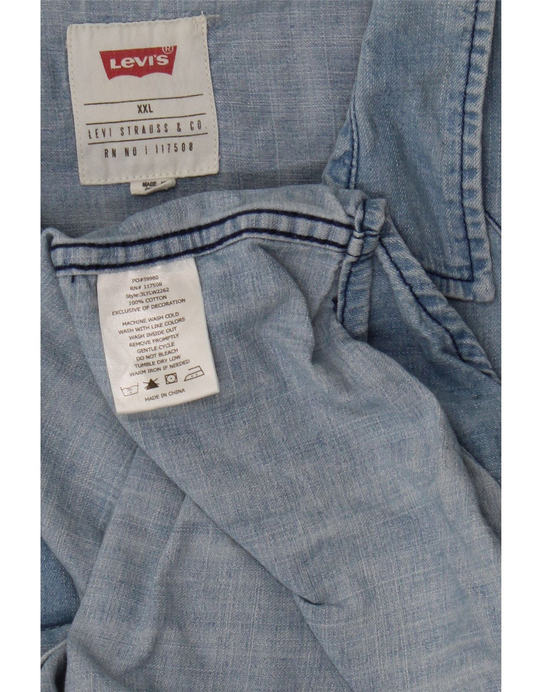 Levi's Mens Denim Shirt 2XL Blue Cotton