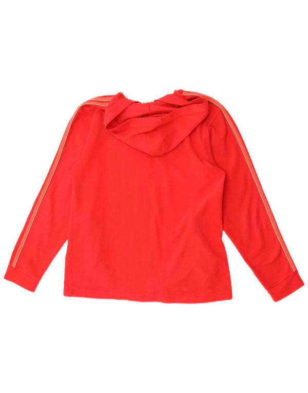 Adidas Womens Fleece Zip Hoodie Sweater UK 14 Large Red Polyester