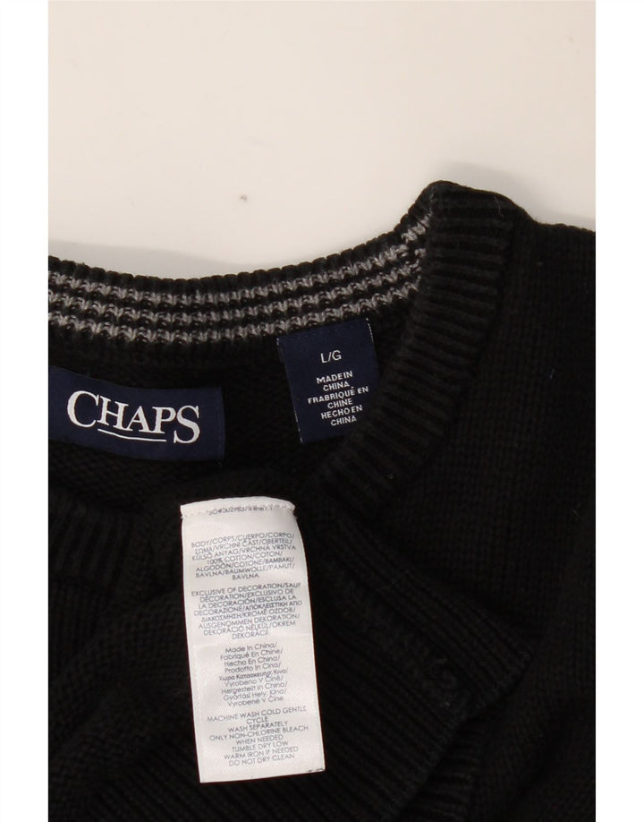 CHAPS Mens Crew Neck Jumper Sweater Large Black Cotton