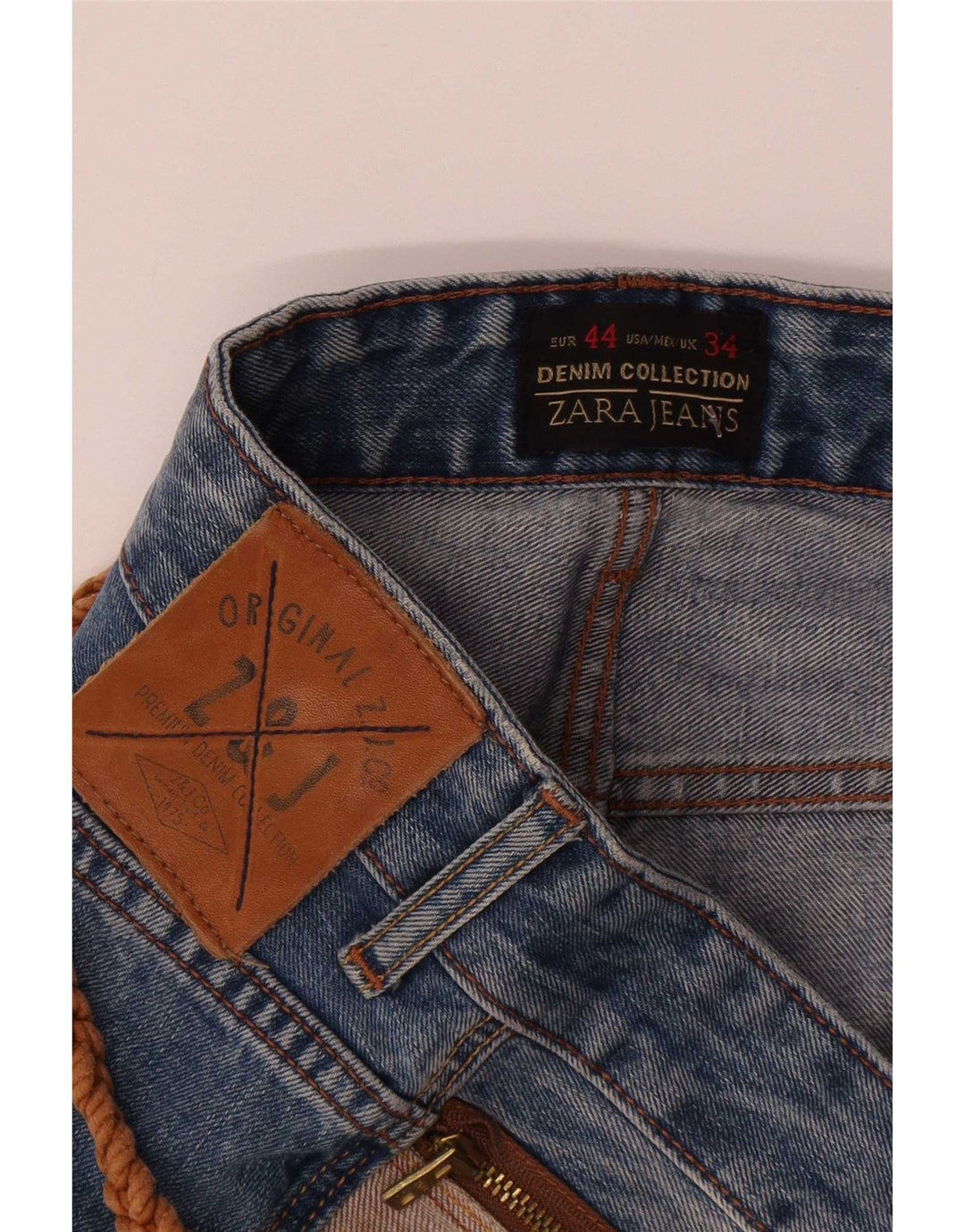 Zara Mens Distressed Slim Jeans EU 44 Large W34 L32 Blue Polyester