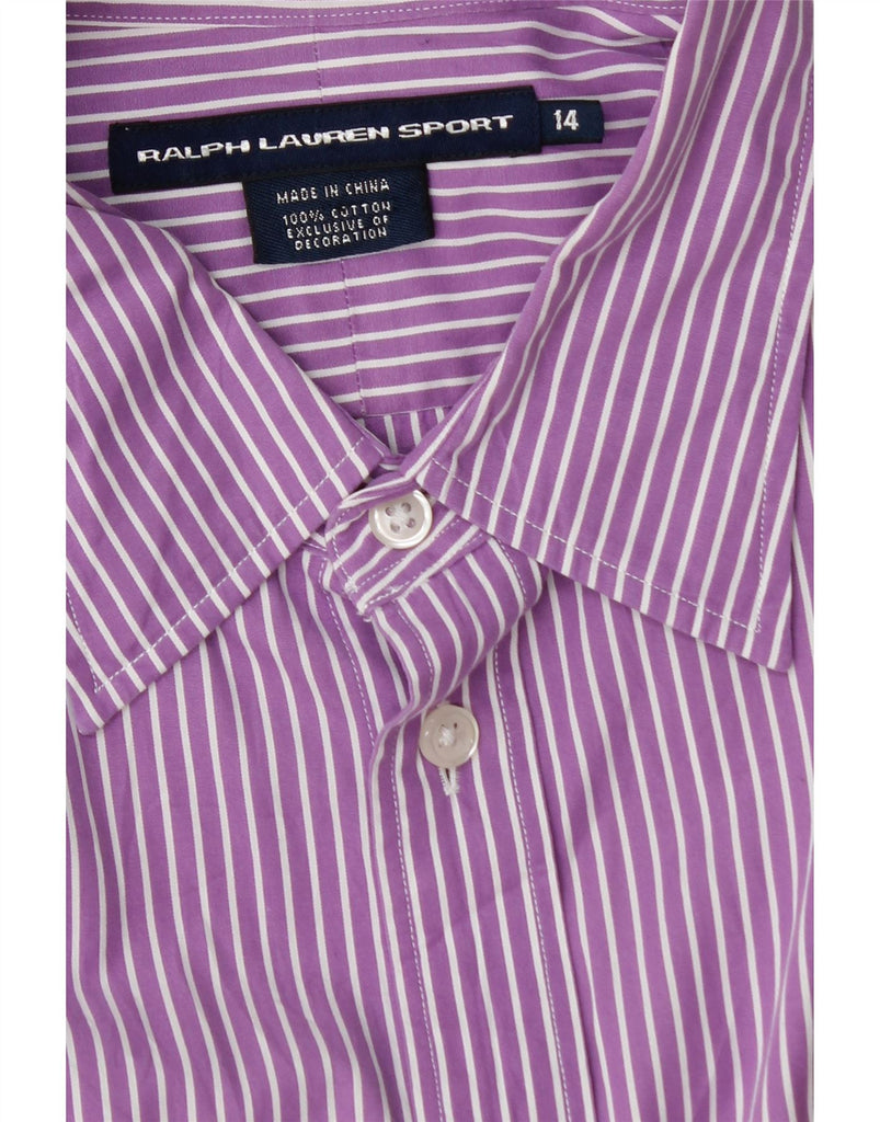 RALPH LAUREN Boys Shirt 13-14 Years Purple Striped Cotton Vintage Ralph Lauren and Second-Hand Ralph Lauren from Messina Hembry 