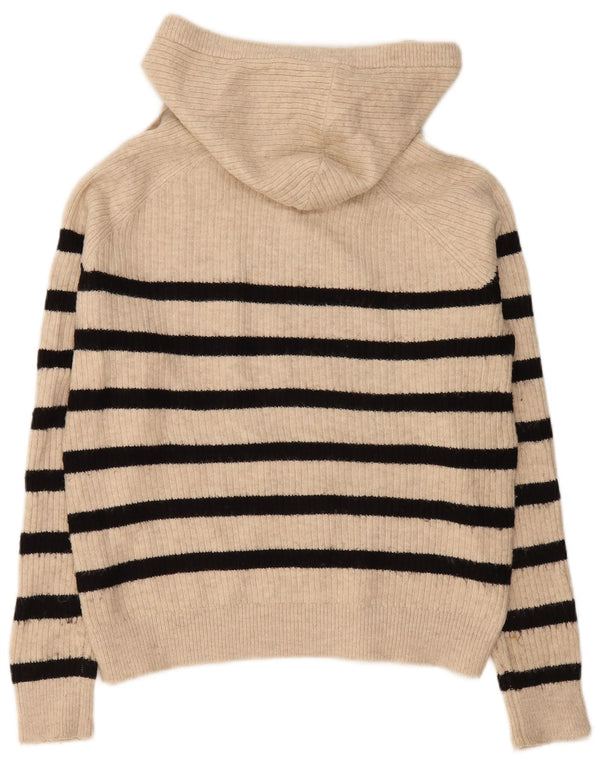 Marks & Spencer Womens Oversized Jumper Sweater UK 10 Small Beige Striped
