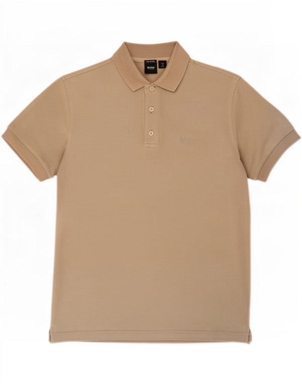 Hugo Boss Mens Polo Shirt Small Beige Cotton