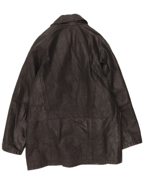 Giulia Galanti Mens Duffle Leather Jacket UK 40 Large Black Leather