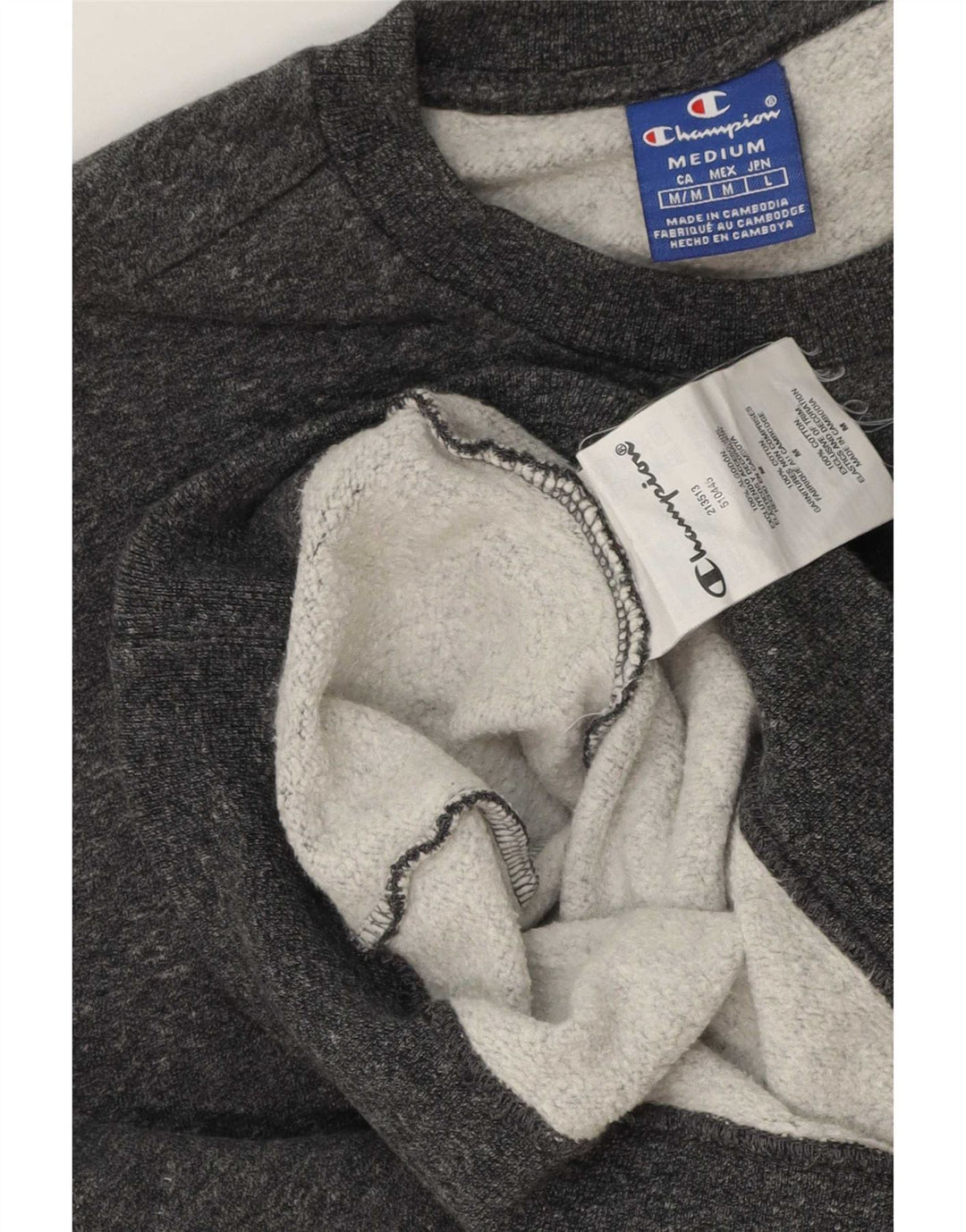 Champion Womens Sweatshirt Jumper UK 14 Medium Grey Flecked Cotton