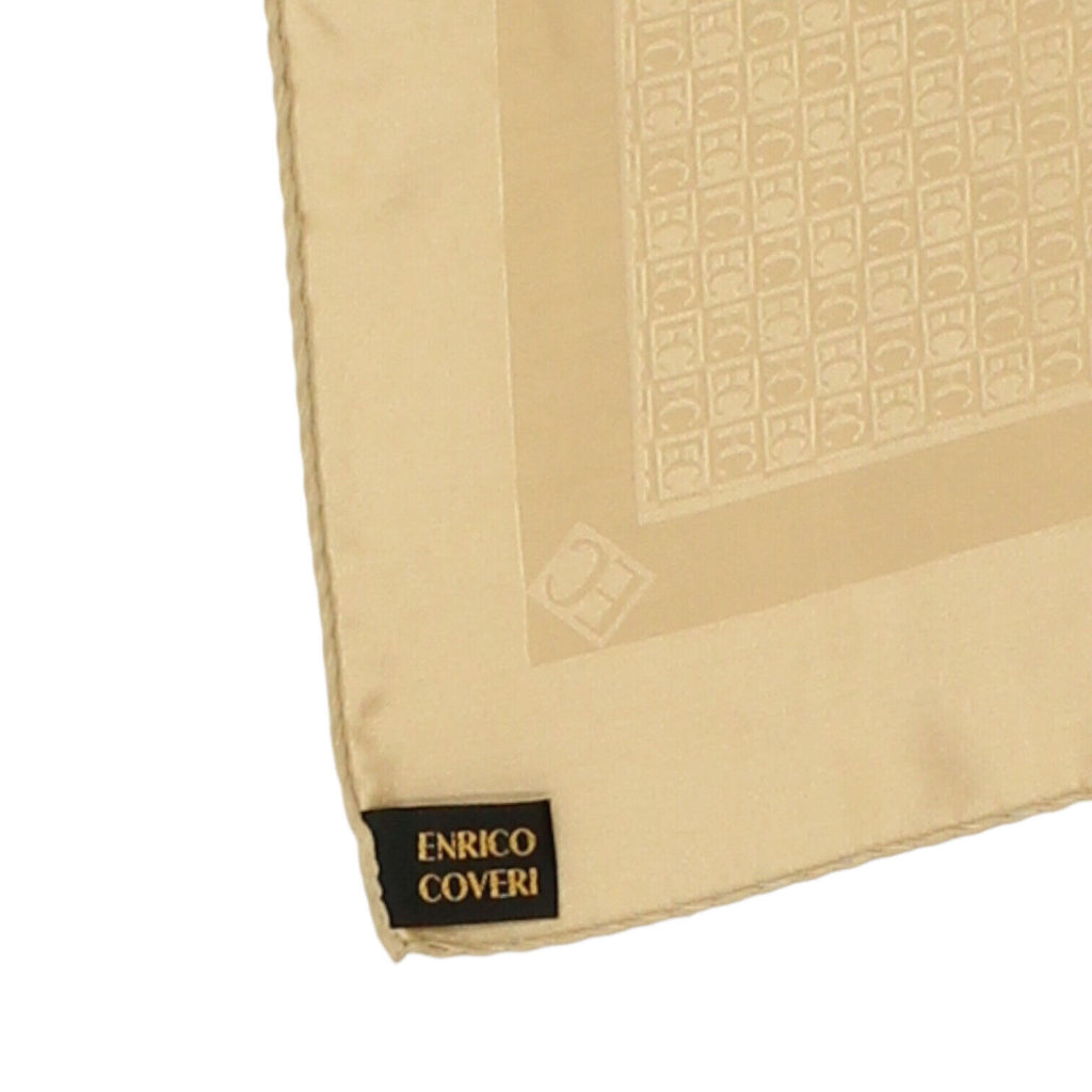 Enrico Coveri Womens Goldy Beige Silk Foulard Scarf | Vintage High End Designer Vintage Messina Hembry and Second-Hand Messina Hembry from Messina Hembry 