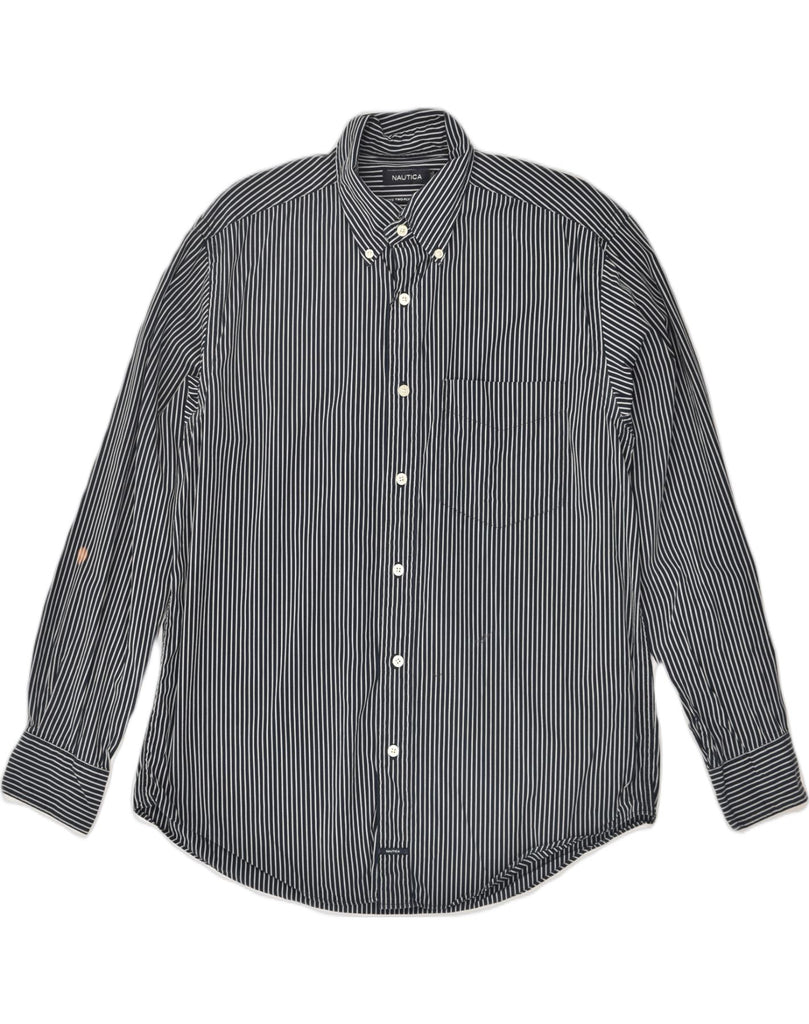 NAUTICA Mens Shirt Medium Black Pinstripe Cotton | Vintage Nautica | Thrift | Second-Hand Nautica | Used Clothing | Messina Hembry 