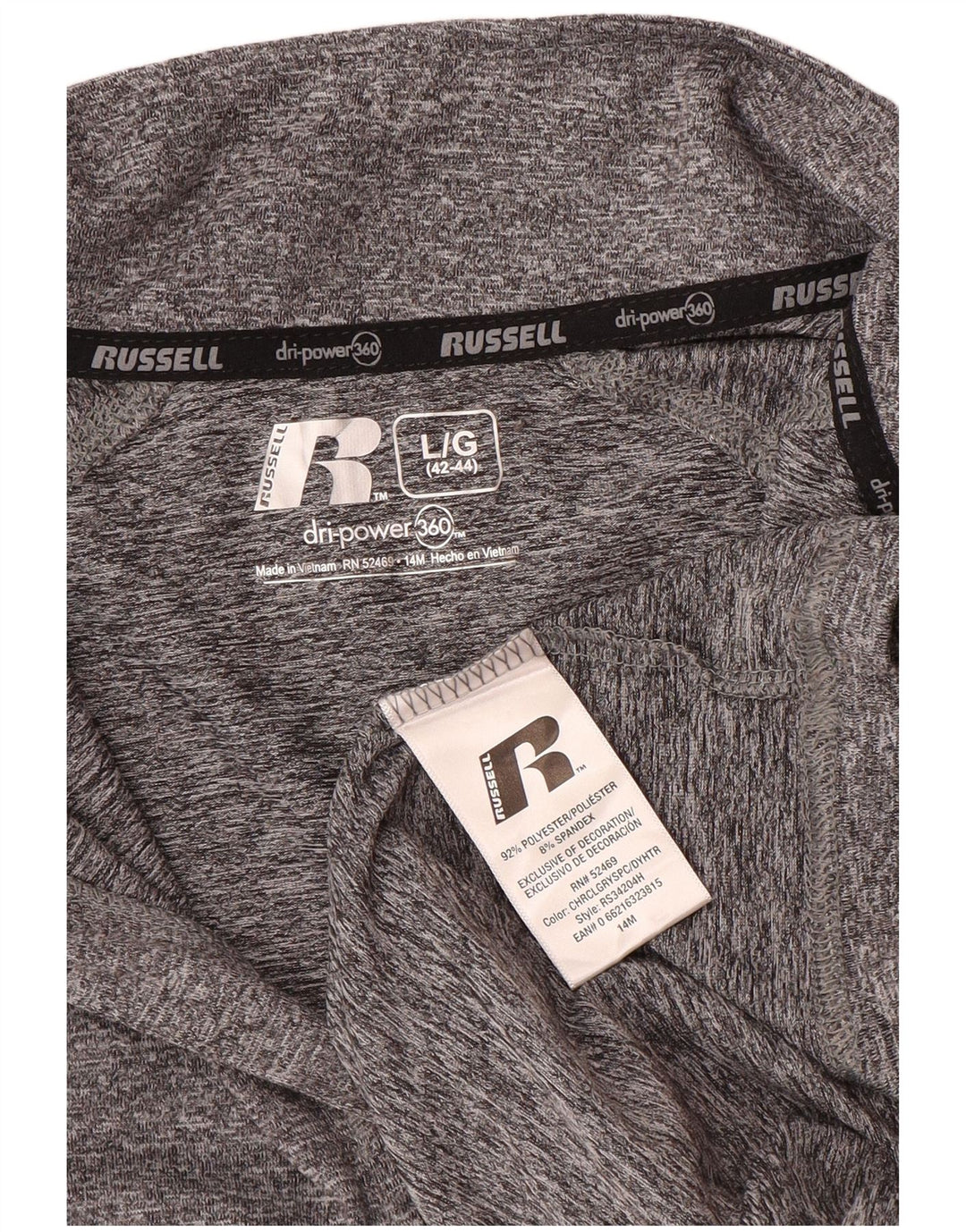 RUSSELL ATHLETIC Mens Dri-Power Pullover Tracksuit Top UK 42/44 Large Grey
