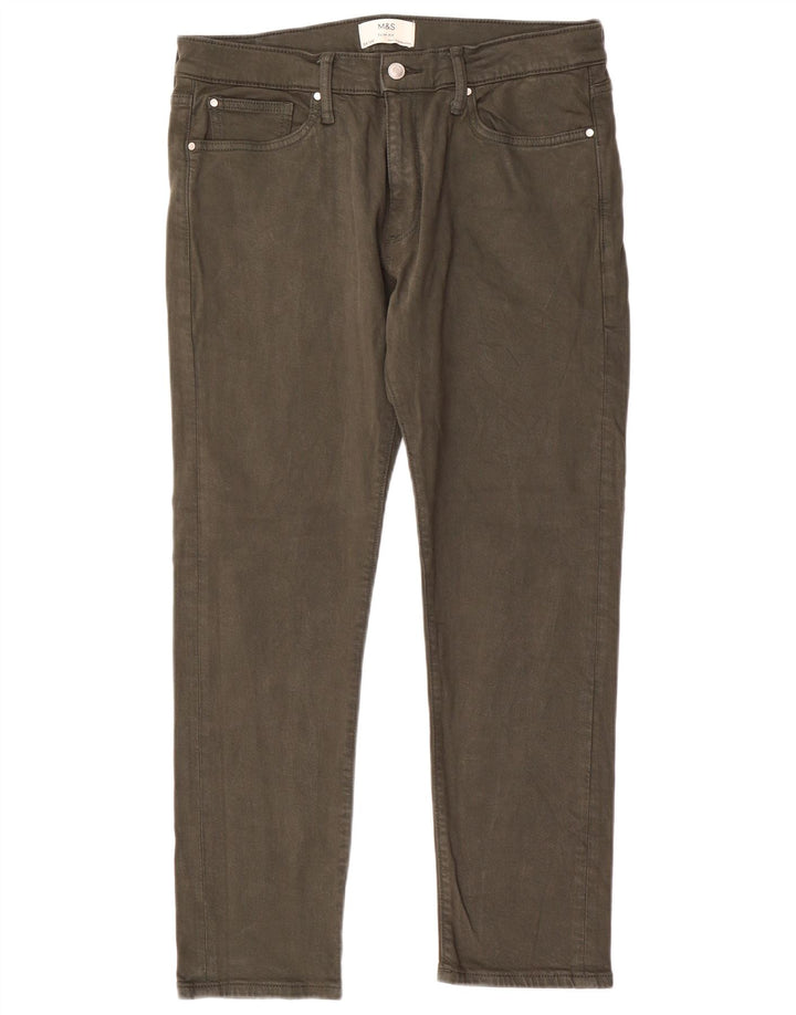 Marks & Spencer Mens Slim Jeans W34 L29 Khaki Cotton