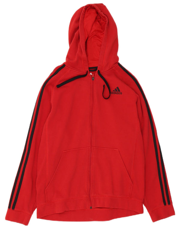 Adidas Mens Zip Hoodie Sweater Medium Red Cotton