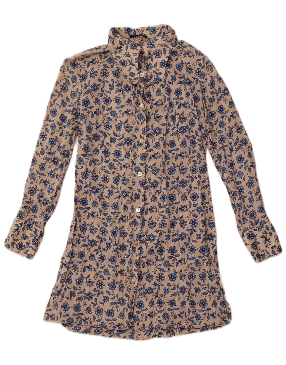 LEONE Womens Shirt Dress IT 42 Medium Off White Floral