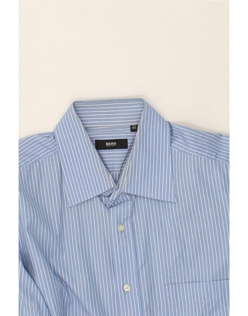 HUGO BOSS Mens Shirt Size 15 3/4 40 Medium Blue Striped Cotton | Vintage Hugo Boss | Thrift | Second-Hand Hugo Boss | Used Clothing | Messina Hembry 