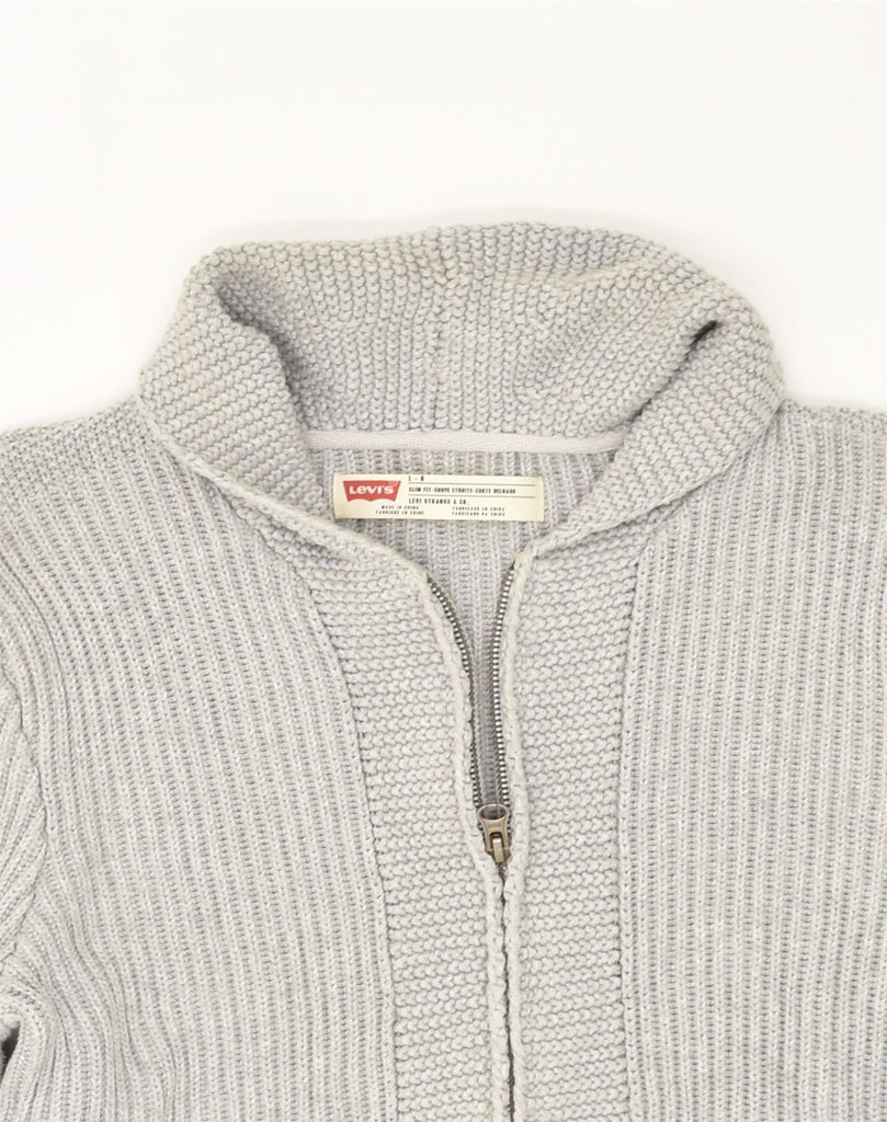 LEVI'S Womens Slim Fit Cardigan Sweater UK 14 Large Grey Wool | Vintage Levi's | Thrift | Second-Hand Levi's | Used Clothing | Messina Hembry 