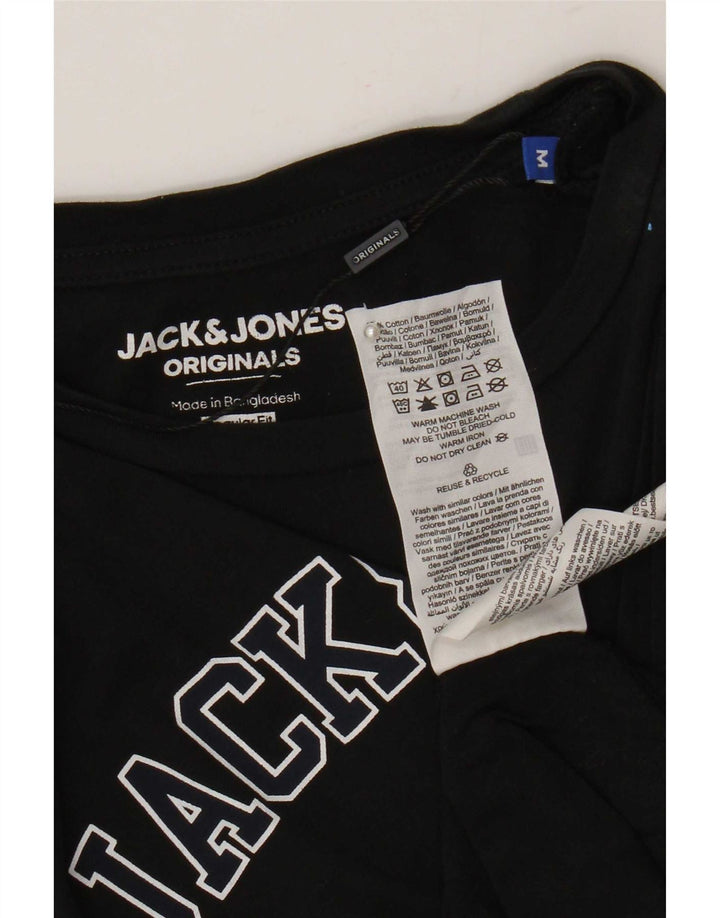 Jack & Jones Mens Regular Fit Graphic T-Shirt Top Medium Black Cotton