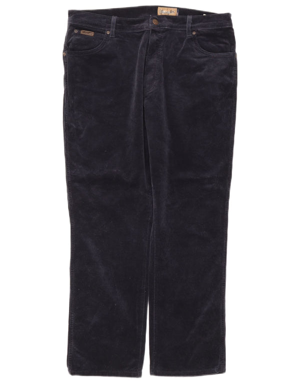 Wrangler Mens Texas Stretch Straight Corduroy Trousers W38 L30 Navy Blue