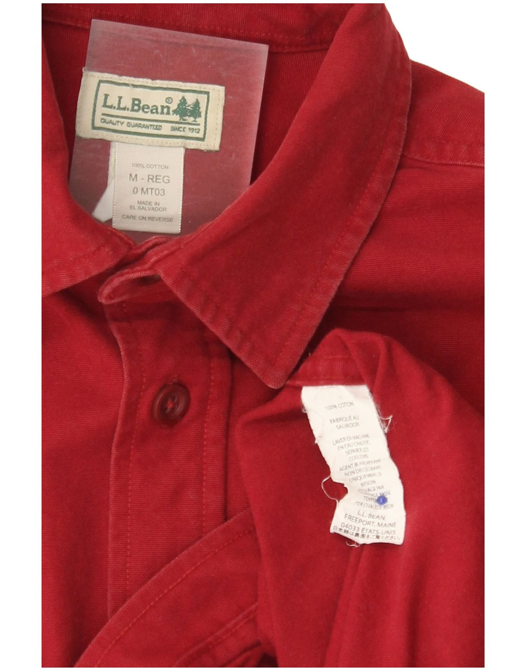 L.L.Bean Mens Shirt Medium Red Cotton