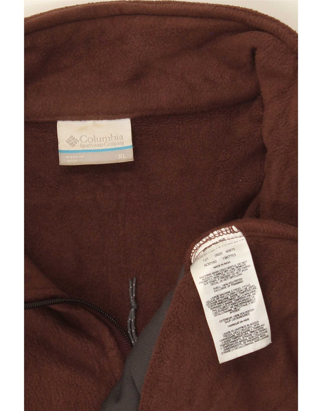 Columbia Mens Fleece Jacket UK 42 XL Brown Polyester