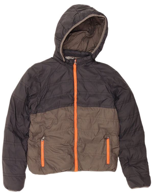 MICHAEL KORS Boys Hooded Padded Jacket 15-16 Years Grey Colourblock Nylon