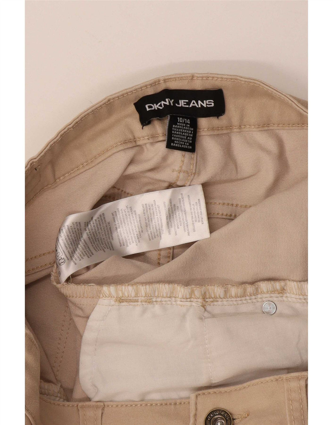 Dkny Womens Casual Shorts US 10 Large W32 Beige Cotton
