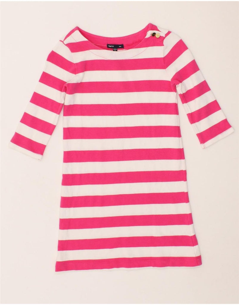 GAP Girls 3/4 Sleeve T-Shirt Dress 8-9 Years Pink Striped Vintage Gap and Second-Hand Gap from Messina Hembry 