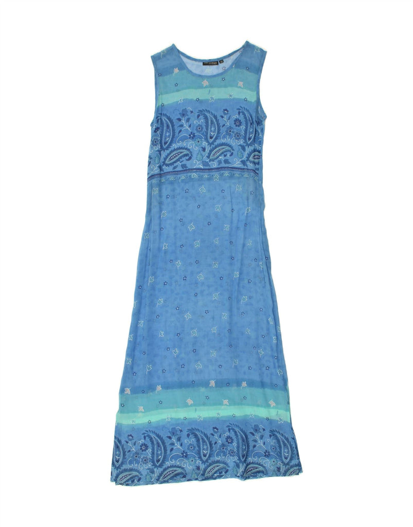 VINTAGE Womens Sleeveless Maxi Dress IT 42 Medium Blue Paisley | Vintage Vintage | Thrift | Second-Hand Vintage | Used Clothing | Messina Hembry 