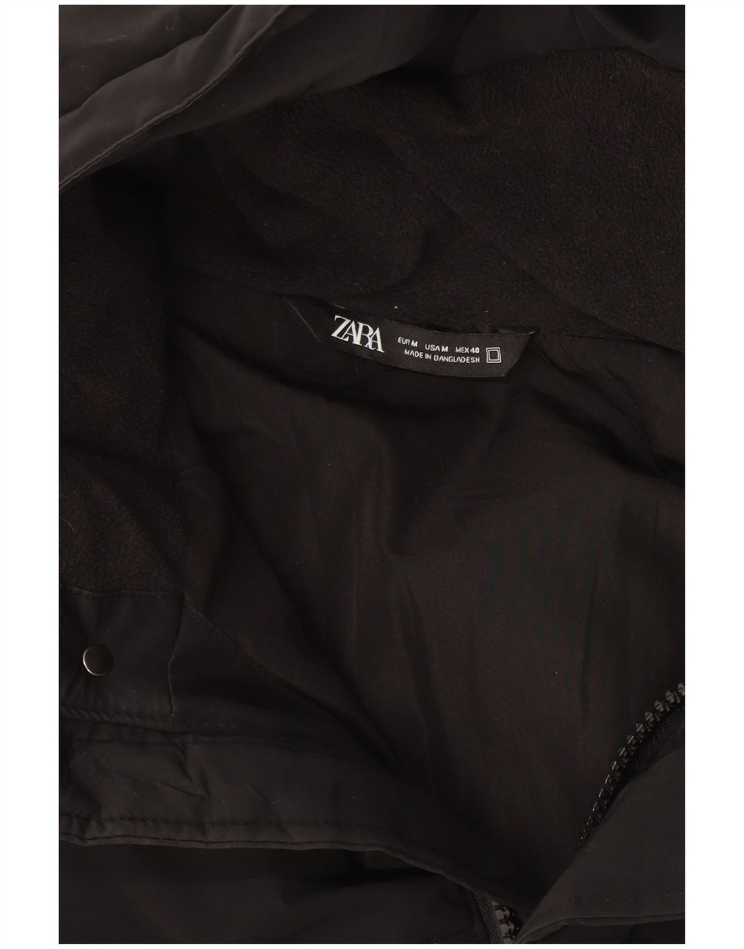 Zara Mens Hooded Padded Coat UK 38 Medium Black