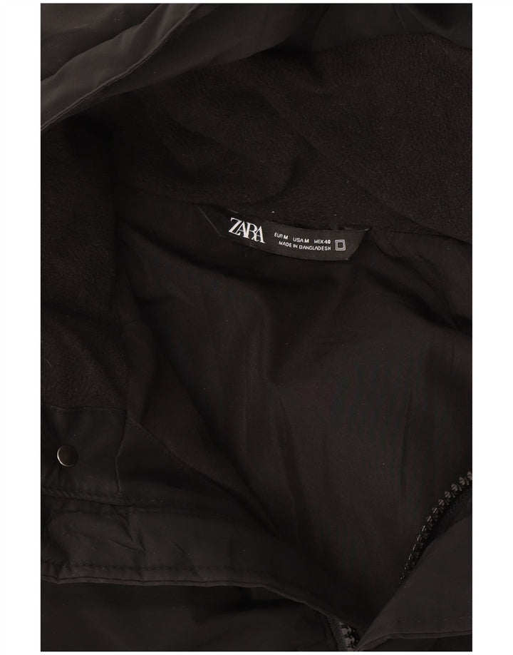 Zara Mens Hooded Padded Coat UK 38 Medium Black