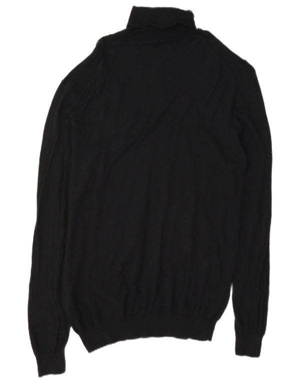 Massimo Dutti Mens Roll Neck Jumper Sweater XL Black Cotton