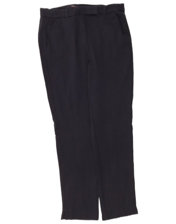 Marks & Spencer Womens Casual Trousers UK 12 Medium W30 L28 Navy Blue