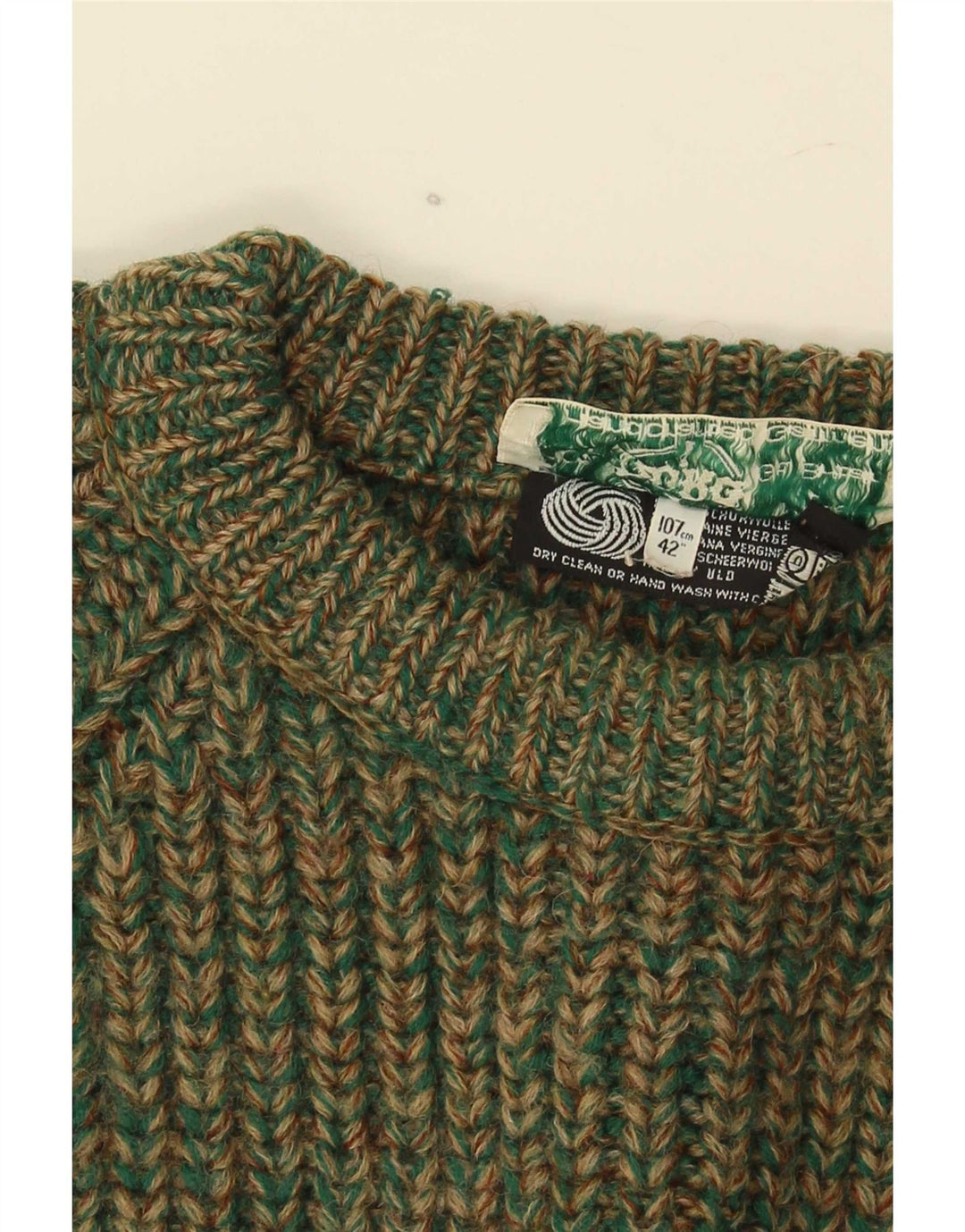 Vintage Womens Crew Neck Jumper Sweater IT 42 Medium Green Flecked Wool