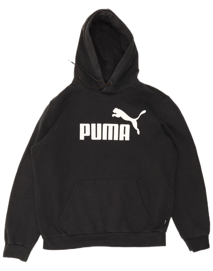 PUMA Mens Graphic Hoodie Jumper Medium Black Cotton