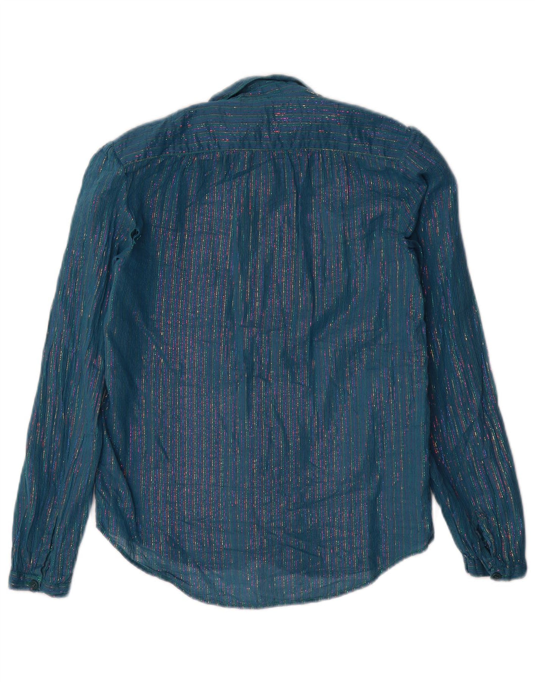Vintage Womens Shirt IT 46 Large Blue Striped Metallic