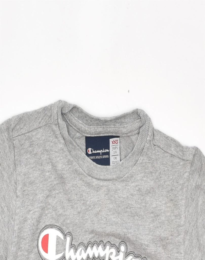 CHAMPION Boys Graphic T-Shirt Top 3-4 Years 2XS Grey Cotton | Vintage | Thrift | Second-Hand | Used Clothing | Messina Hembry 