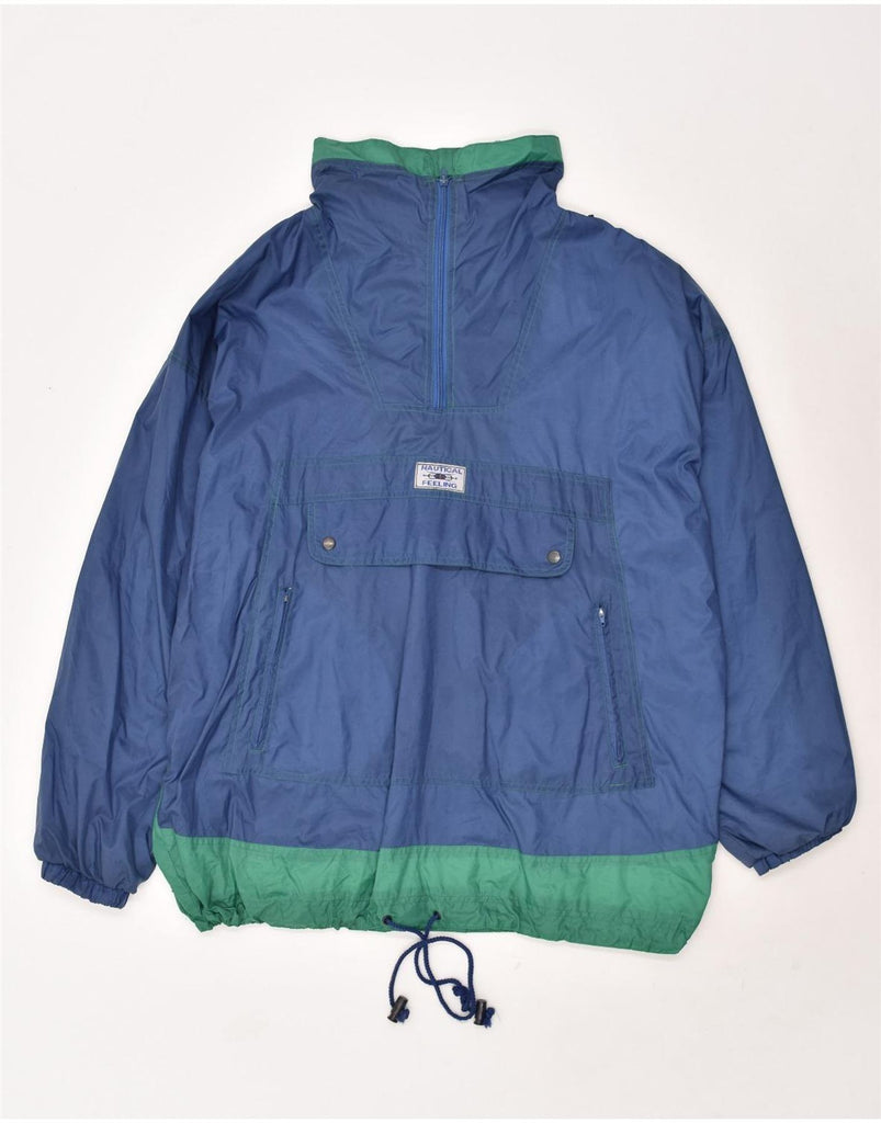 NAUTICA Mens Anorak Jacket UK 40 Large Blue Colourblock Polyamide | Vintage Nautica | Thrift | Second-Hand Nautica | Used Clothing | Messina Hembry 