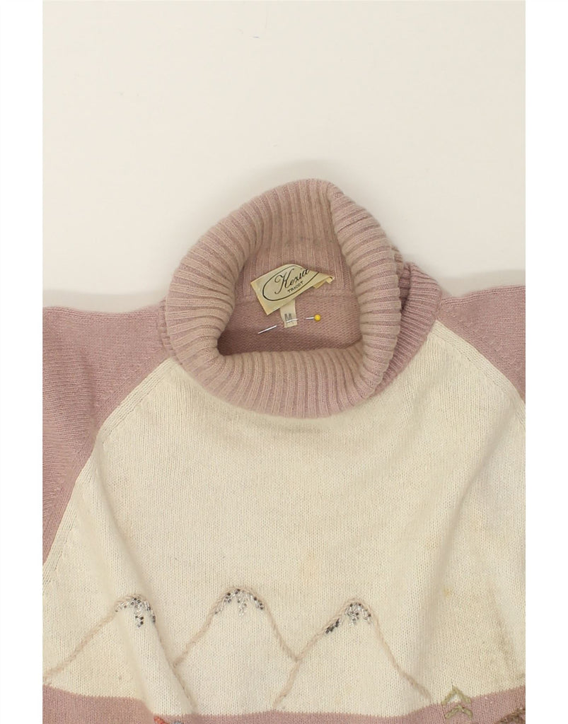 VINTAGE Womens Longline Roll Neck Jumper Sweater UK 14 Medium Beige | Vintage Vintage | Thrift | Second-Hand Vintage | Used Clothing | Messina Hembry 