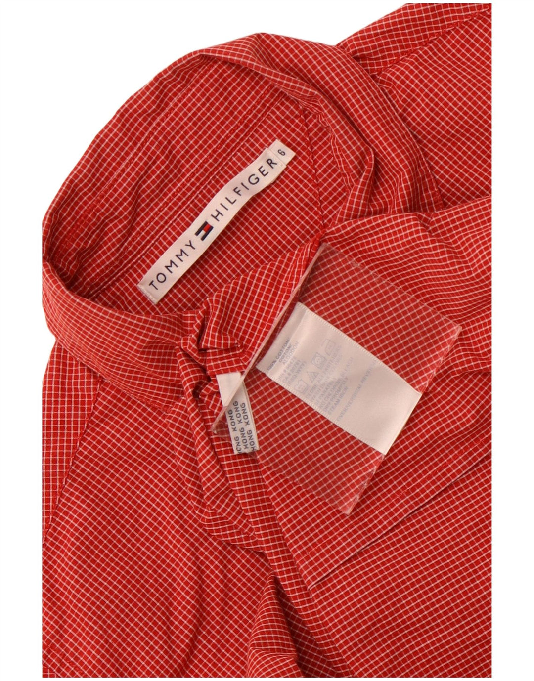Tommy Hilfiger Womens Shirt US 6 Medium Red Check Cotton