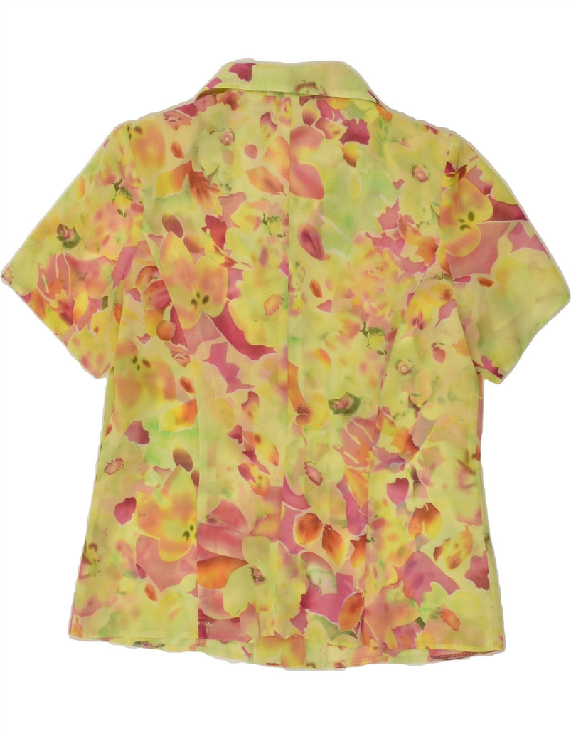 VINTAGE Womens Short Sleeve Shirt IT 44 Medium Yellow Floral | Vintage Vintage | Thrift | Second-Hand Vintage | Used Clothing | Messina Hembry 