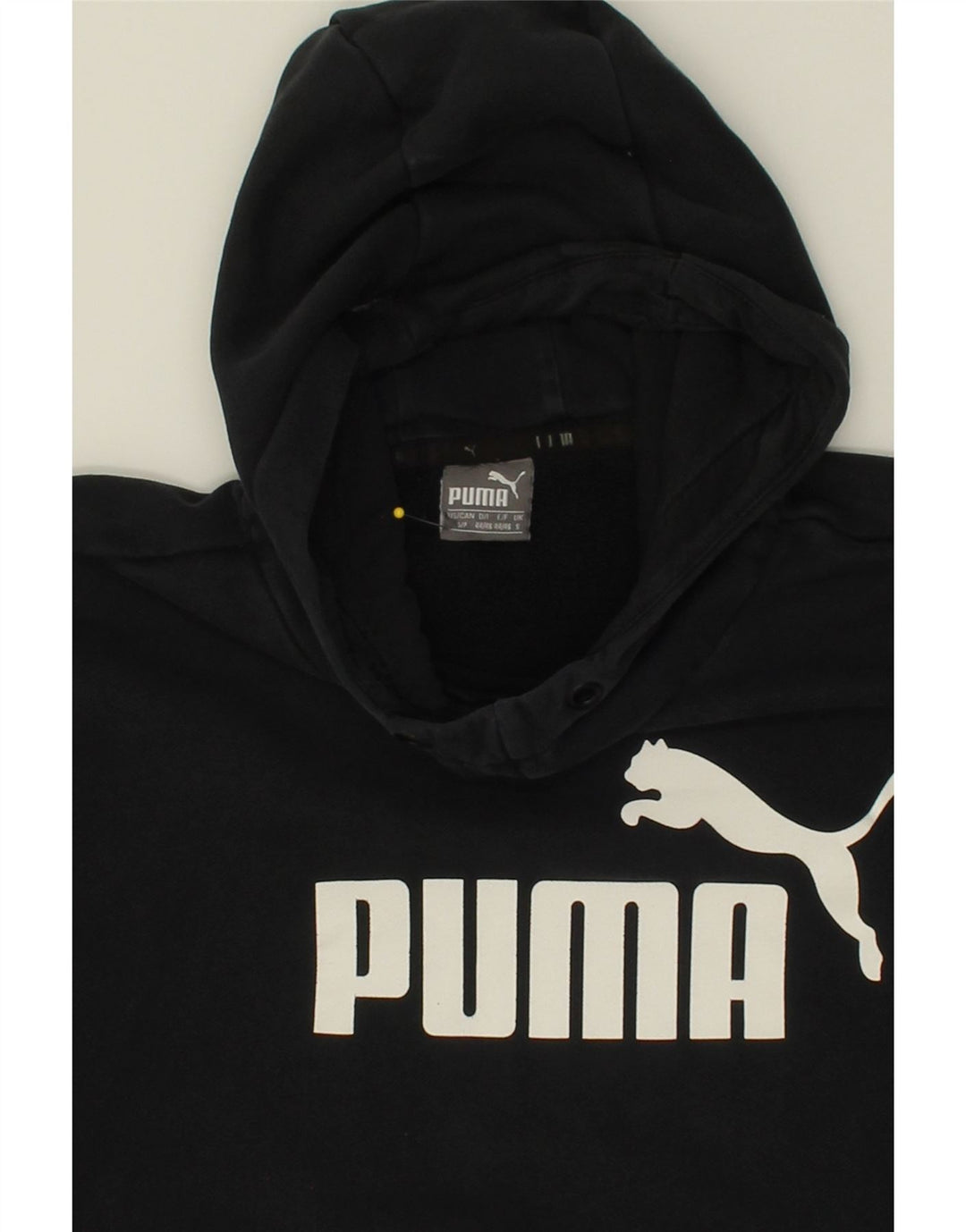 PUMA Mens Graphic Hoodie Jumper Small Black Cotton Vintage Puma and Second-Hand Puma from Messina Hembry 