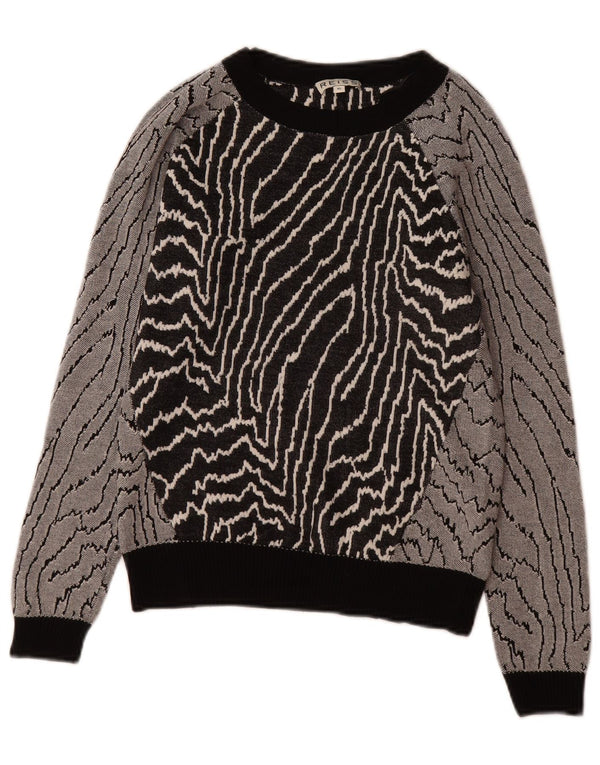 Reiss Womens Abstract Pattern Sweatshirt Jumper UK 6 XS Black Viscose