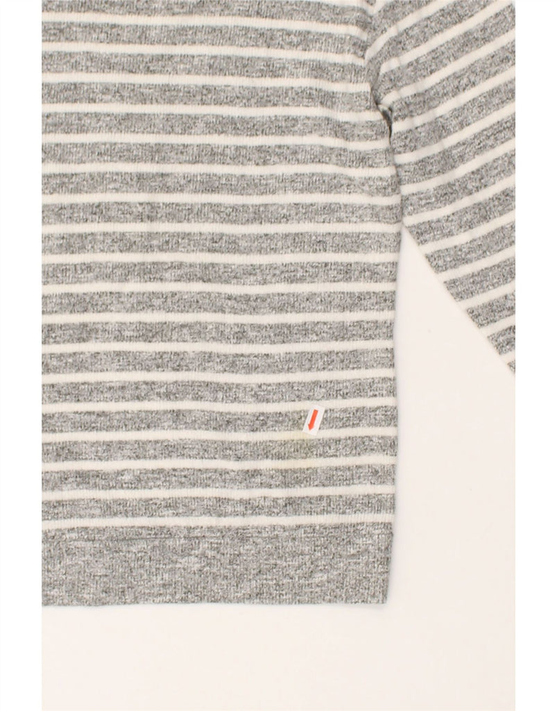 SUPERDRY Womens Graphic Crew Neck Jumper Sweater UK 10 Small Grey Striped | Vintage Superdry | Thrift | Second-Hand Superdry | Used Clothing | Messina Hembry 