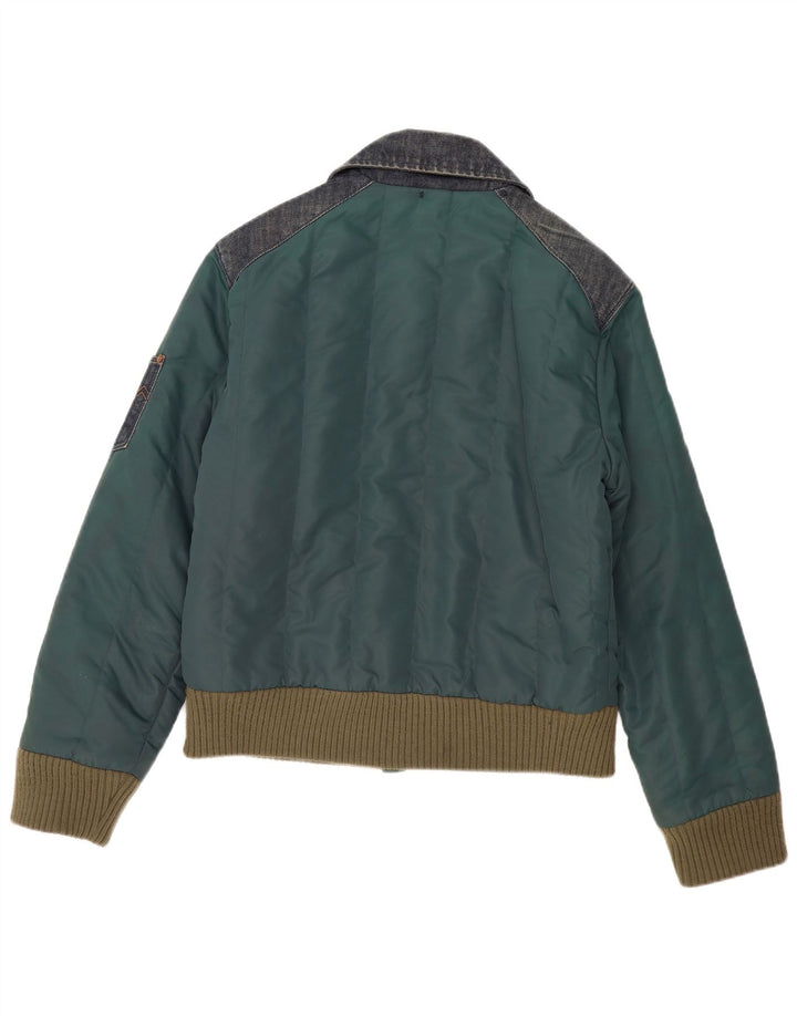 Energie Mens Bomber Jacket UK 38 Medium Green Colourblock Polyester