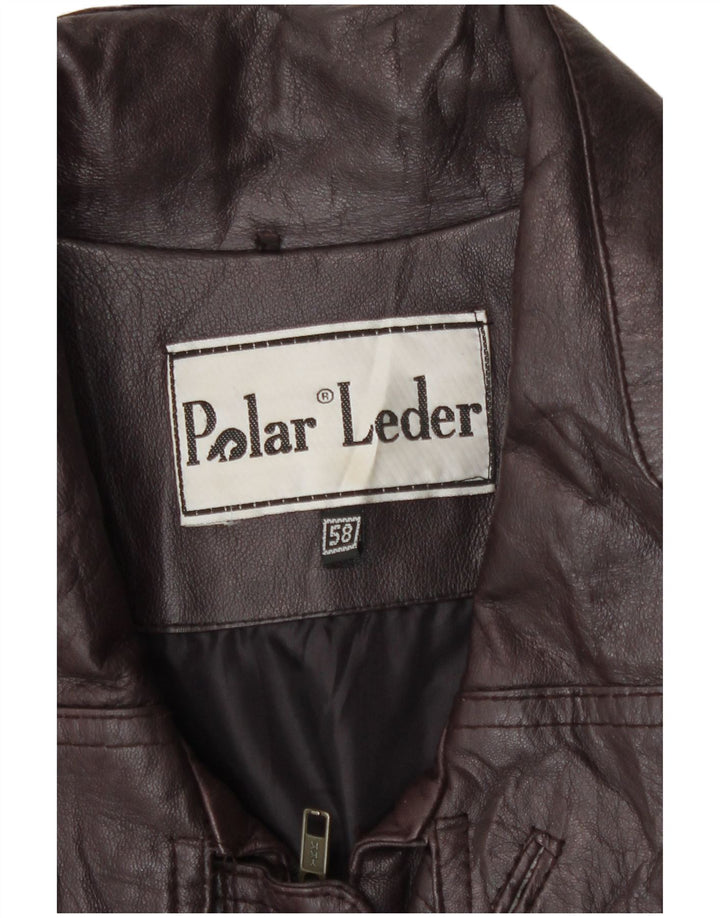Vintage Mens Leather Jacket IT 58 4XL Burgundy Leather